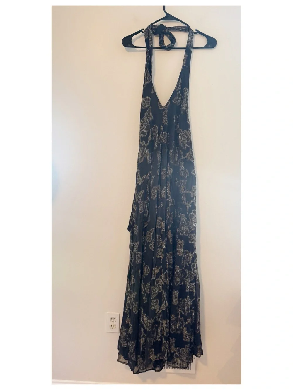Free People Metallic Holding On Convertible Maxi Dress Small black